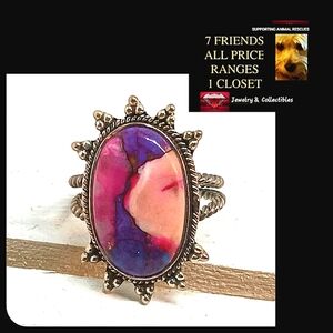 Pink Dahlia Opal Turquoise Rare Gemstone Sterling Ring Kingman, Arizona Mine
